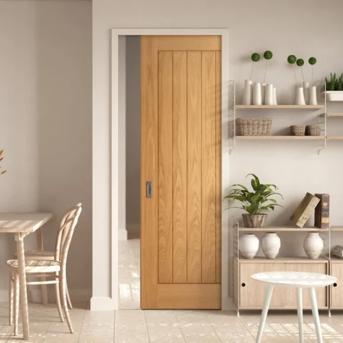 Oak Fully Finished Internal Farley Framed 100mm Pocket Door Set (123199)