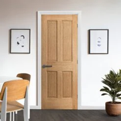 Oak Internal Unfinished Traditional Victorian 4 Panel FD30 Fire Door (51745)