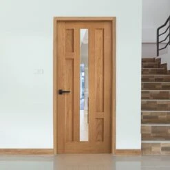 Oak Internal Fully Finished Stamford 4 Panel 1 Light Clear Glass Made-to-Measure Door (120486)