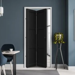 Black Internal Fully Finished Industrial 3 Panel Bi-fold Door (121174)