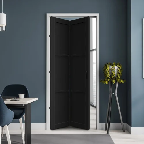 Black Internal Fully Finished Industrial 3 Panel Bi-fold Door (121174)