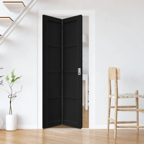 Black Internal Fully Finished 4 Panel Solid Bi-fold Door (121176)