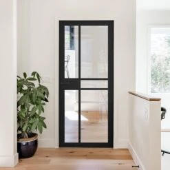 Jet Black Internal Fully Finished Studio 1 Panel 5 Light Clear Glass Door (124497)