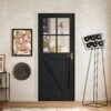 Black Internal Fully Finished Oak Barn Clear Glass Door (121611)