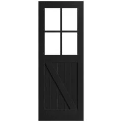 Black Internal Fully Finished Oak Barn Clear Glass Door (121611) 5 Black Internal Fully Finished Oak Barn Clear Glass Door (121611) -Oak Door Store 1730216936 80069000