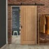 Oak Internal Unfinished Farley Sliding Door - Black Top Mounted (120661)