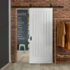 White Primed Internal Cottage 1 Panel Sliding Door - Black Top Mounted (120706)