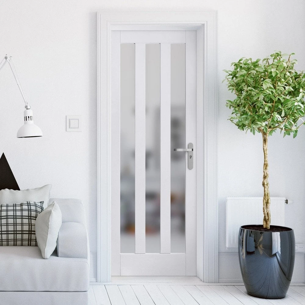 White Internal Primed Ashton 3 Light Obscure Glass Made-to-Measure Door (120498) 1 White Internal Primed Ashton 3 Light Obscure Glass Made-to-Measure Door (120498)