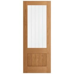 Oak Internal Fully Finished Farley 1 Panel 1 Light Obscure Lined Clear Glass Door (107989) -Oak Door Store 1732272417 27615600