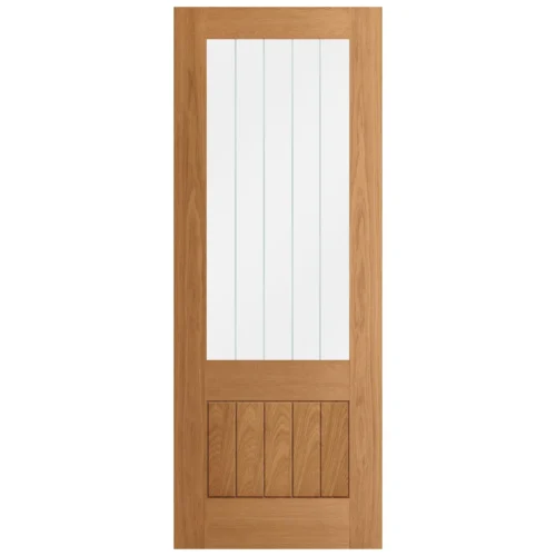 Oak Internal Fully Finished Farley 1 Panel 1 Light Obscure Lined Clear Glass Door (107989) -Oak Door Store 1732272417 27615600