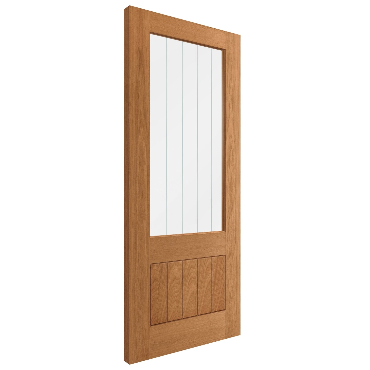 Oak Internal Fully Finished Farley 1 Panel 1 Light Obscure Lined Clear Glass Made-to-Measure Door (120482) 2 Oak Internal Fully Finished Farley 1 Panel 1 Light Obscure Lined Clear Glass Made-to-Measure Door (120482) - Image 2