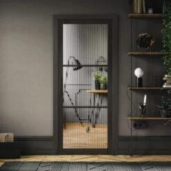 Internal Primed Industrial 2.0 Lifestyle 3 Light Reeded Glass Door (119738)