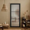 Jet Black Internal Fully Finished Industrial Studio 3 Light Obscure Glass Made-to-Measure Door (120537)