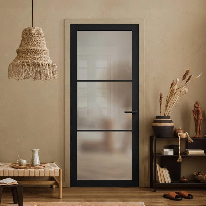 Jet Black Internal Fully Finished Industrial Studio 3 Light Obscure Glass Made-to-Measure Door (120537) 1 Jet Black Internal Fully Finished Industrial Studio 3 Light Obscure Glass Made-to-Measure Door (120537)