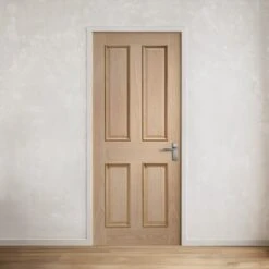 White Internal Oak Oregon Raised Mouldings 4 Panel FD30 Fire Door (121820)