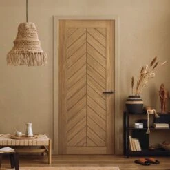 Oak Internal Fully Finished Chevron FD30 Fire Door (124131)