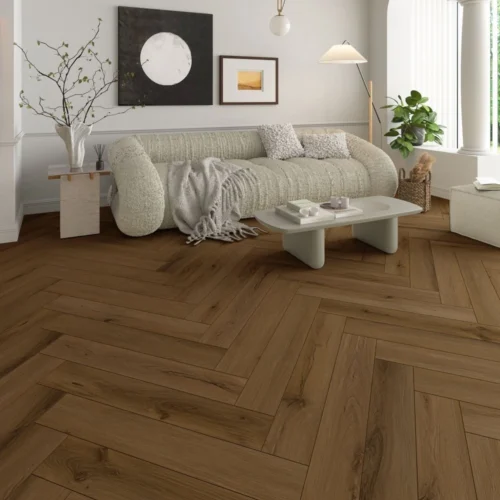 Maple Ridge Oak - Foundation Herringbone LVT 5mm Anti-Microbial UV Coated Rigid Core Vinyl Flooring (123005)