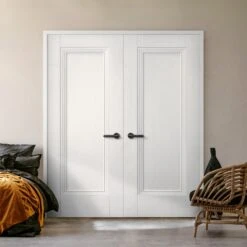 Internal White Primed Elegance Lancaster 1 Panel Pair Door (121414)
