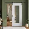 White Internal Primed Elegance Lancaster 1 Light Clear Glass Sliding Door - Black Face Mounted (119989)