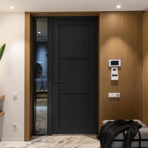 Jet Black Internal Fully Finished 3 Panel Industrial Studio FD30 Fire Door (124158)