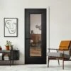 Jet Black Internal Fully Finished 1 Light Clear Glass Elegance Lancaster Door (124169)
