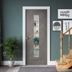 Light Grey Internal Fully Finished Endure Laminate Stockholm Clear Glass Door (122011) -Oak Door Store 1735824841 14696600