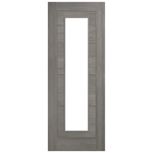 Light Grey Fully Finished Internal Endure Laminate Ladder Clear Glass Door (121999) -Oak Door Store 1735825544 13126300