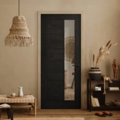 Black Fully Internal Finished Endure Laminate Ladder Clear Glass Door (122002)