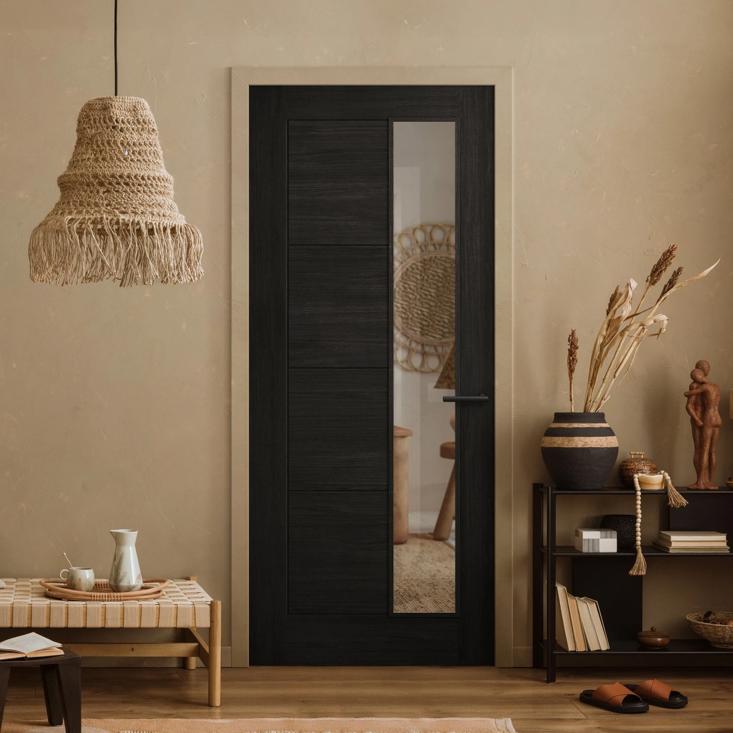 Black Fully Internal Finished Endure Laminate Ladder Clear Glass Door (122002) 1 Black Fully Internal Finished Endure Laminate Ladder Clear Glass Door (122002)