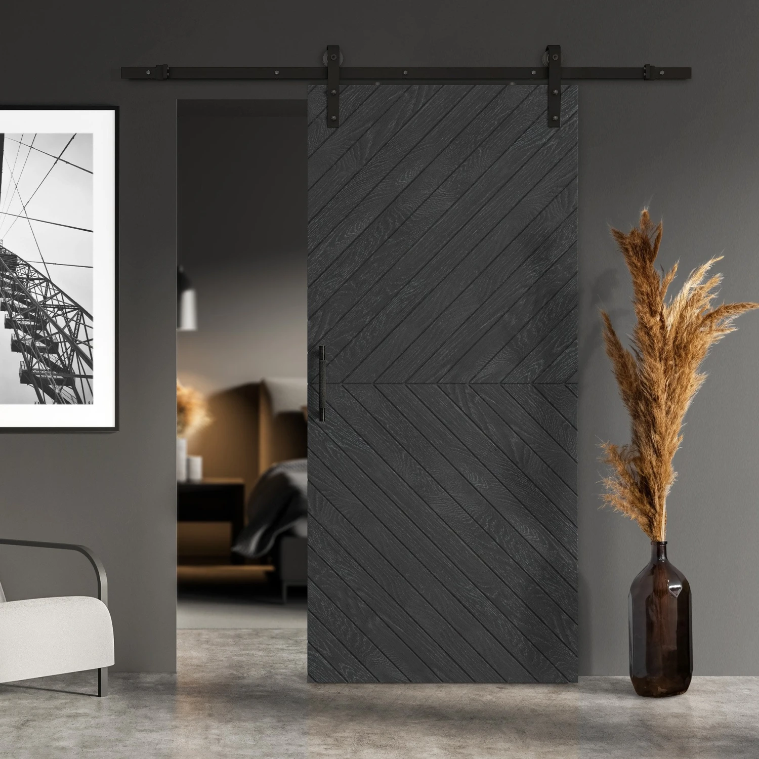 Ash Grey Internal Fully Finished Chevron Barn Door (124136) 1 Ash Grey Internal Fully Finished Chevron Barn Door (124136)