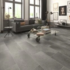 Xonic Grey - Luxe Vision Pre-Grouted 5.5mm Stone Embossed UV Coated Rigid Core Vinyl Flooring (123034)