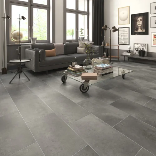 Xonic Grey - Luxe Vision Pre-Grouted 5.5mm Stone Embossed UV Coated Rigid Core Vinyl Flooring (123034)