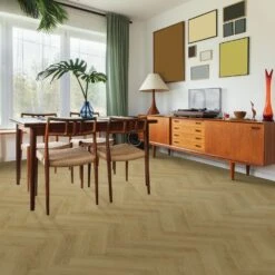 Chestermere Oak - Luxe Vision Herringbone 5mm Embossed Purecoat Rigid Core Vinyl Flooring (123031)