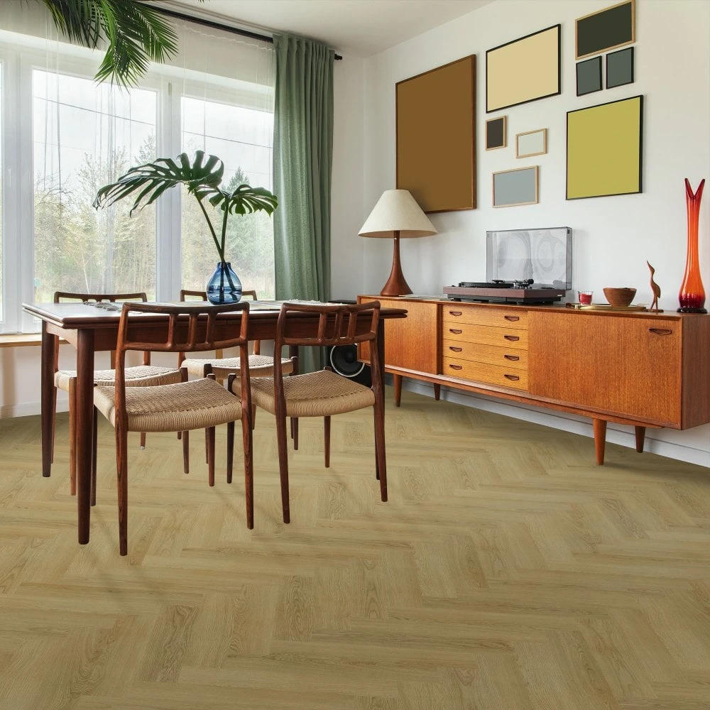 Chestermere Oak - Luxe Vision Herringbone 5mm Embossed Purecoat Rigid Core Vinyl Flooring (123031) 1 Chestermere Oak - Luxe Vision Herringbone 5mm Embossed Purecoat Rigid Core Vinyl Flooring (123031)