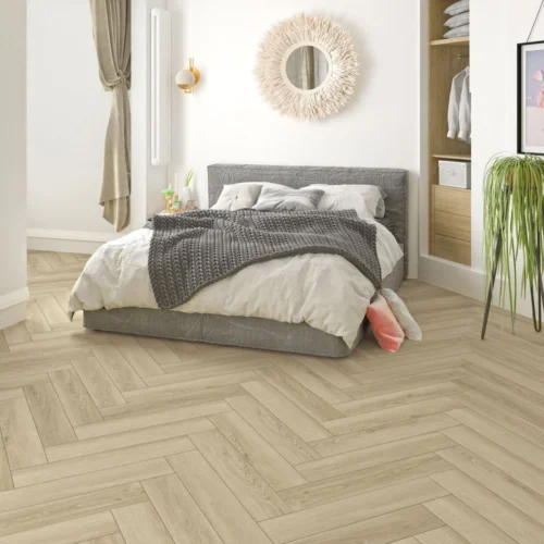 Beaumont Oak - Luxe Vision Herringbone 5mm Embossed Purecoat Rigid Core Vinyl Flooring (123030)