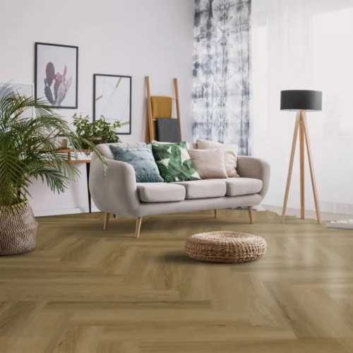 Edmonton Oak - Luxe Vision Herringbone 5mm Embossed Purecoat Rigid Core Vinyl Flooring (123028)