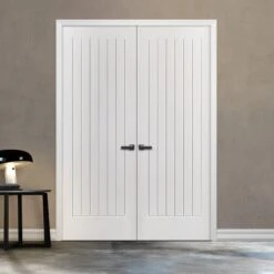 Internal White Primed Cottage 1 Panel Pair Door (121410)