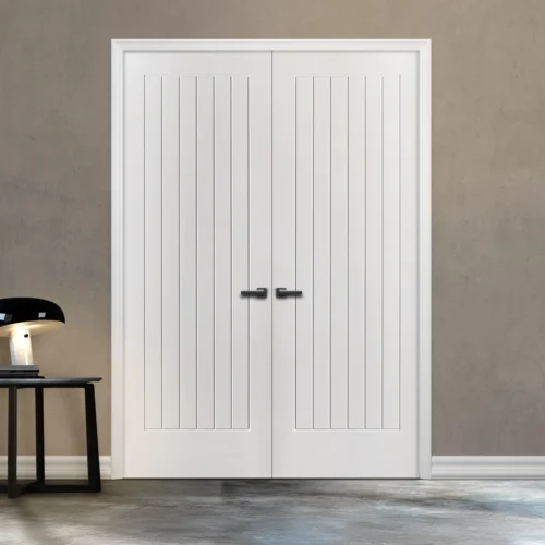 Internal White Primed Cottage 1 Panel Pair Door (121410)