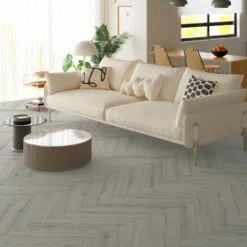 Merritt Oak - Foundation Herringbone LVT 5mm Anti-Microbial UV Coated Rigid Core Vinyl Flooring (123006)