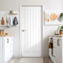 White Internal Lifestyle Moulded Smooth Cottage 5 Panel FD30 Fire Door (124335)