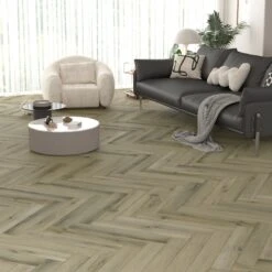 Mission Oak - Foundation Herringbone LVT 5mm Anti-Microbial UV Coated Rigid Core Vinyl Flooring (123004)