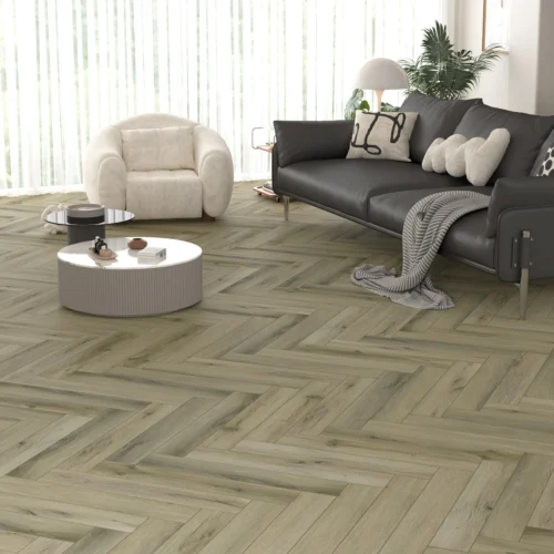 Mission Oak - Foundation Herringbone LVT 5mm Anti-Microbial UV Coated Rigid Core Vinyl Flooring (123004)