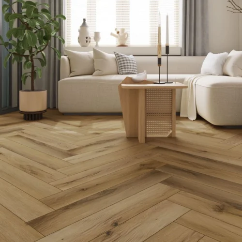 Quesnel Oak - Foundation Herringbone LVT 5mm Anti-Microbial UV Coated Rigid Core Vinyl Flooring (123002)