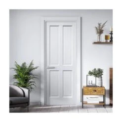 White Internal Primed Berkeley 4 Panel FD30 Fire Door (119698)