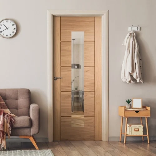 Oak Internal Unfinished Parma 1 Light Clear Glass Made-to-Measure Door (120462)