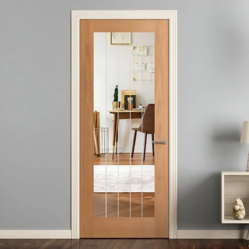 Oak Internal Fully Finished Farley 1 Light Obscure Lined Clear Glass Door (108310)