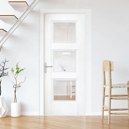 White Internal Primed Elegance Ripley 3 Light Clear Glass Door (88072)
