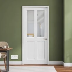 White Internal Primed Berkeley 4 Panel 2 Light Clear Bevelled Glass Made-to-Measure Door (120502)
