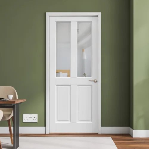 White Internal Primed Berkeley 4 Panel 2 Light Clear Bevelled Glass Made-to-Measure Door (120502)