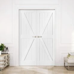 Internal White Primed Barn FLB Pair Door (121403)